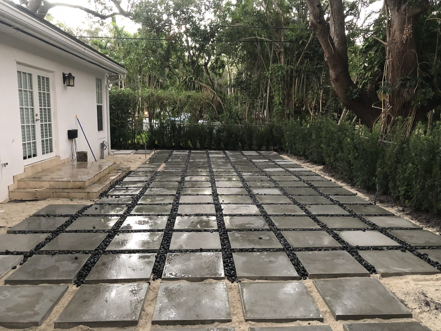 Grass-grid paver courtyard